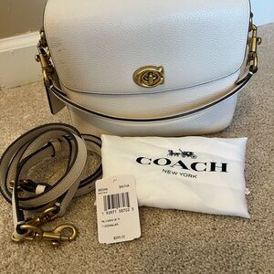 Coach Cassie Pebbled Leather Turnlock Crossbody Bag with Gold Hardware